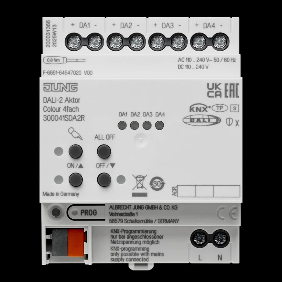 Jung KNX DALI-2 актуатор, цвет., 4 группы, 300041SDA2R 300041SDA2R JUNG