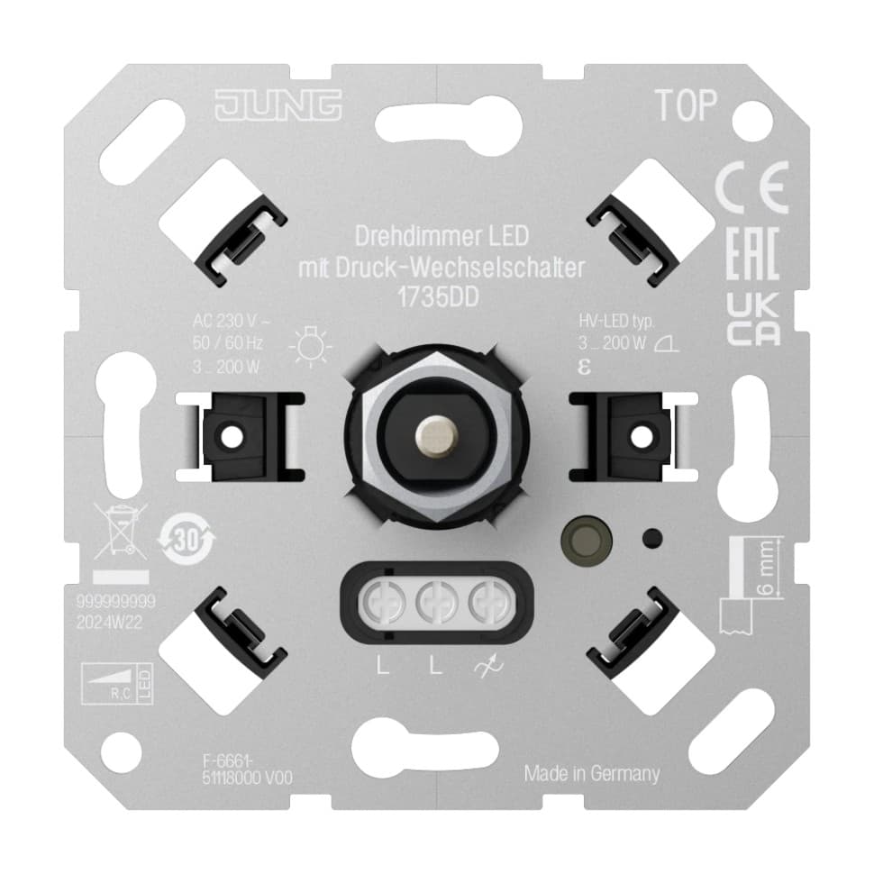 Jung Поворотный LED-диммер с проходным выключателем 1735DD JUNG