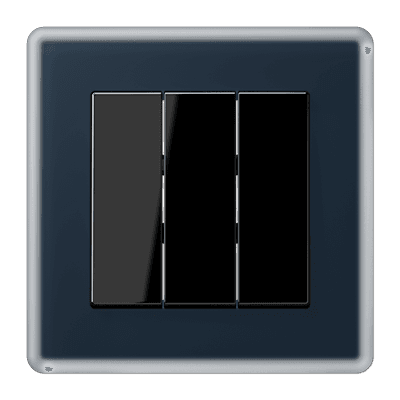 Jung A Viva Выключатель 3-клавишный, цвет черный/синее стекло A-viva04 JUNG