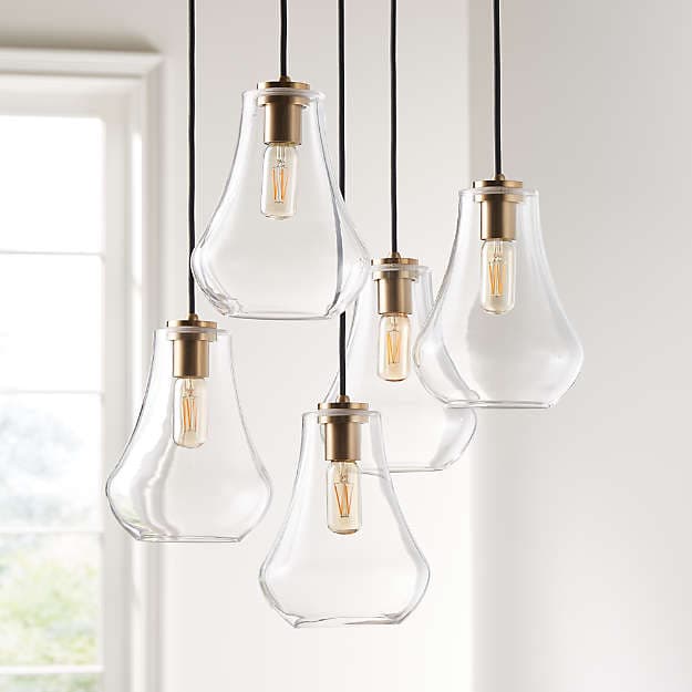 Подвесной светильник Crate and Barrel Arren Round 5-Light Pendant with Teardrop Shades Crate and Barrel