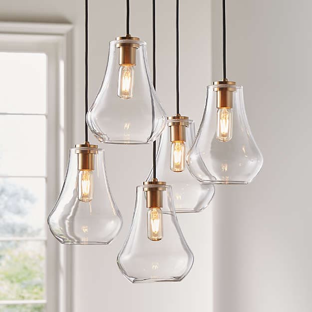 Подвесной светильник Crate and Barrel Arren Round 5-Light Pendant with Teardrop Shades Crate and Barrel
