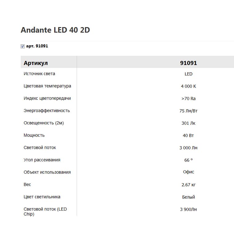 Встраиваемый светодиодный светильник downlight Vivo Luce Andante LED 40 2D Vivo Luce