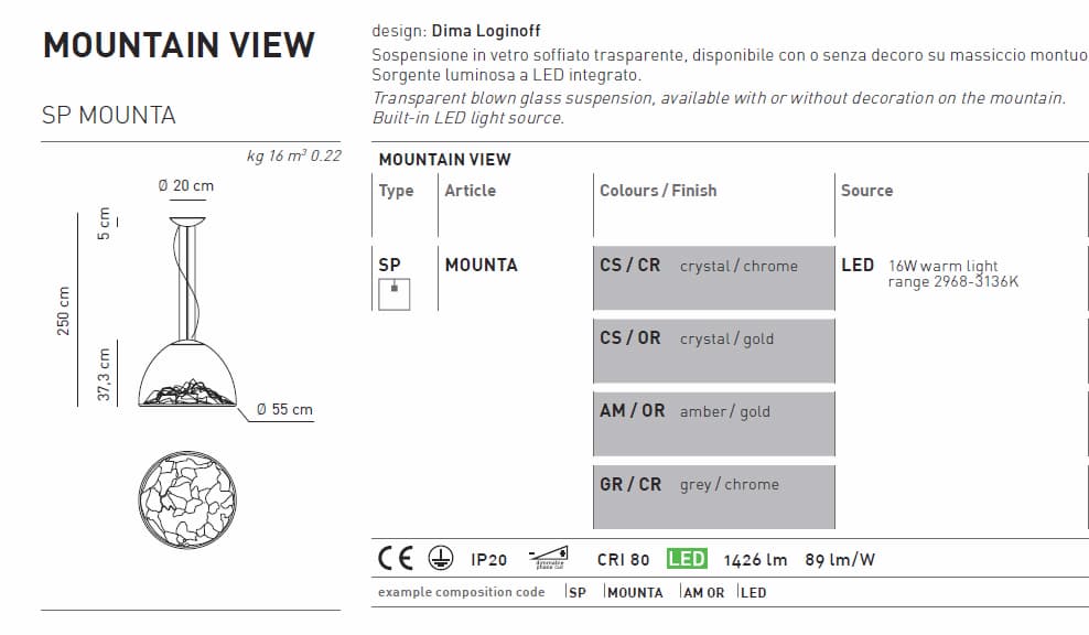 Подвесной светильник Axo Light Mountain View SPMOUNTA Axo light