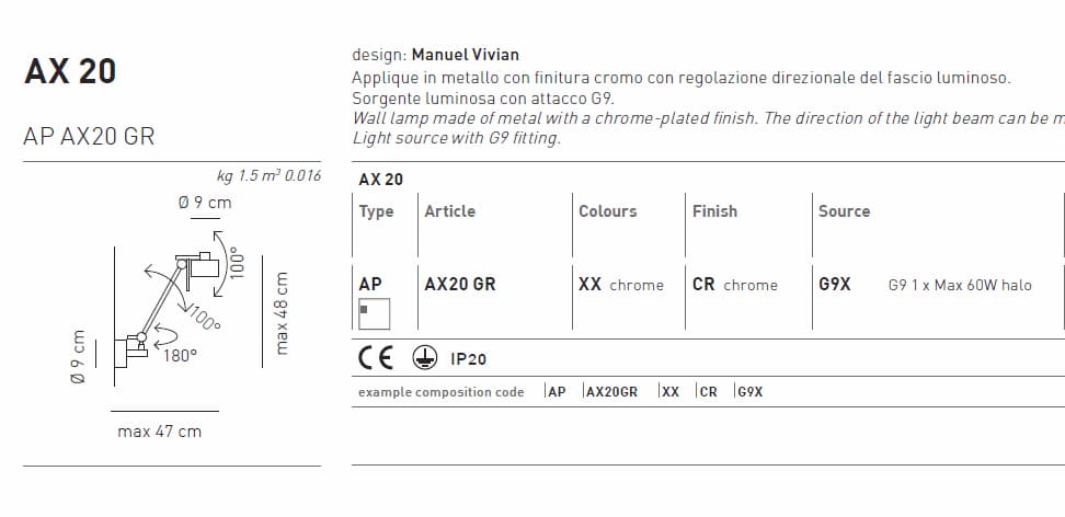 Настенный светильник Axo Light AP AX20 GR Axo light