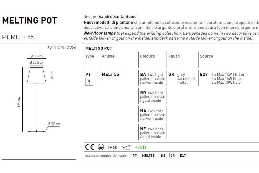 Торшер Axo Light MELTING POT PT MELT 55 Axo light