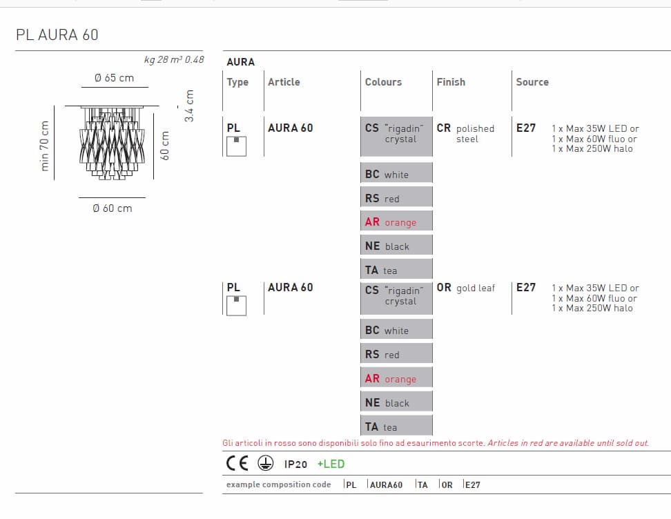 Подвесной светильник Axo Light Aura PL AURA 60 Axo light