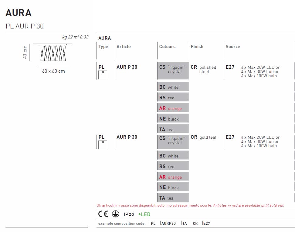 Потолочный светильник Axo Light Aura PL AUR P 30 Axo light