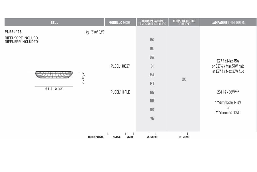 Потолочный светильник Axo Light (Lightecture) Bell PLBEL118FLE Axo Light (Lightecture)