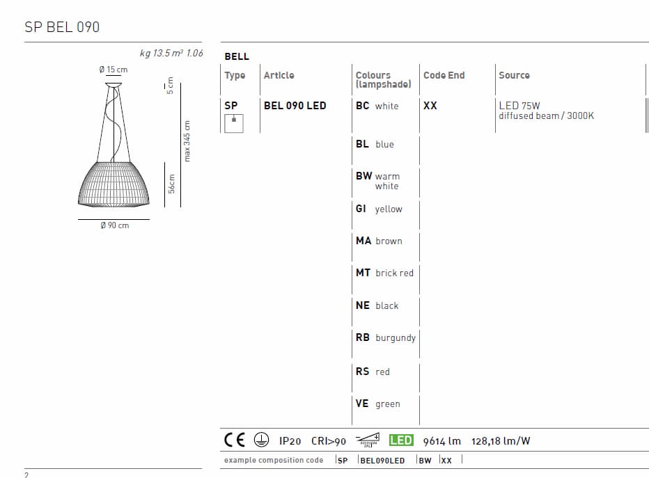 Подвесной светильник Axo Light (Lightecture) Bell SPBEL090LED Axo Light (Lightecture)