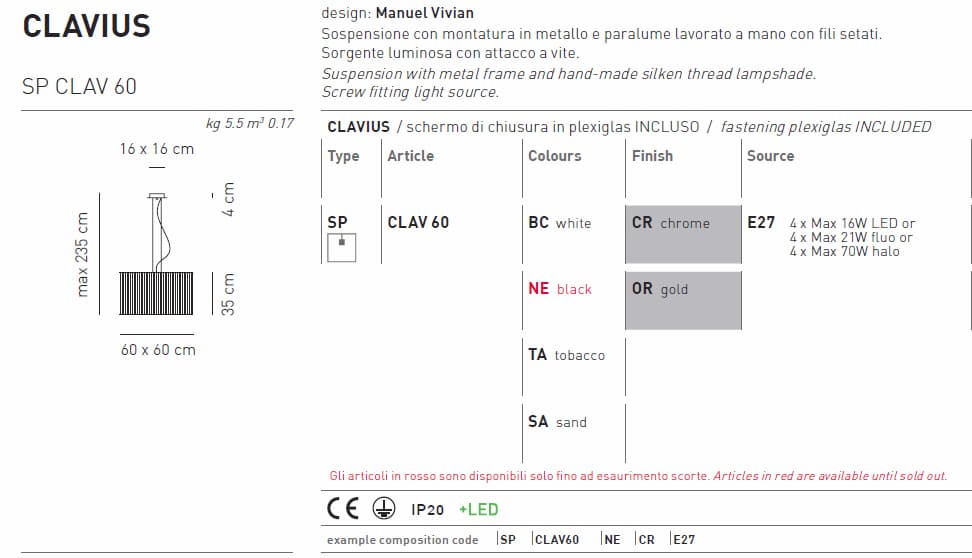 Подвесной светильник Axo Light Clavius SP CLAV 60 Axo light