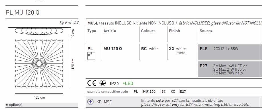 Потолочный светильник Axo Light MUSE PL MU 120 Q Axo light