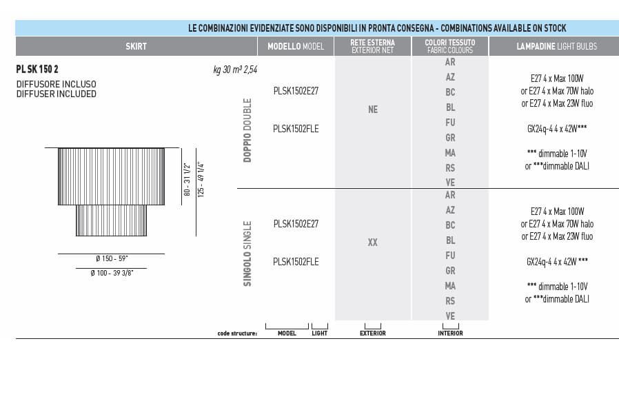 Потолочный светильник Axo Light (Lightecture) Skirt PL SK 150-2 Axo Light (Lightecture)