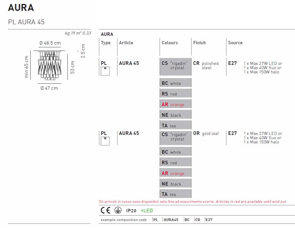 Подвесной светильник Axo Light Aura PL AURA 45 Axo light — фото 2