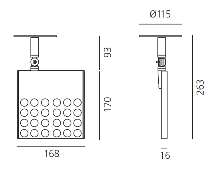Встраиваемый в потолок светильник Artemide Architectural Pad Square Semi-recessed - 29W 3000K - 12° Artemide Architectural
