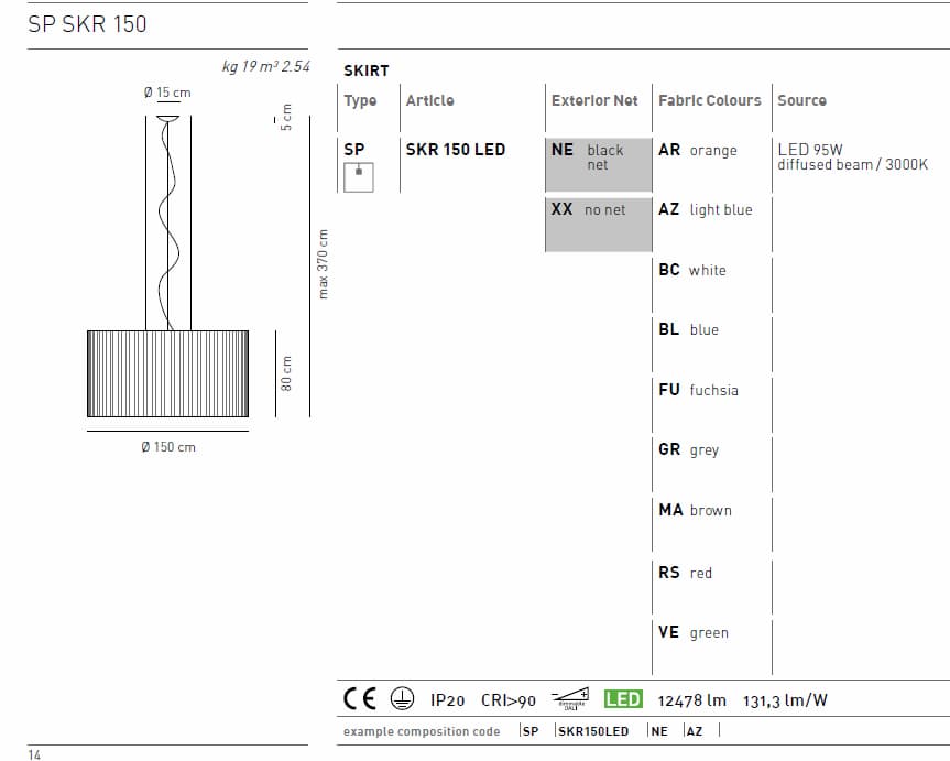Подвесной светильник Axo Light (Lightecture) Skirt SP SKR 150 LED Axo Light (Lightecture)
