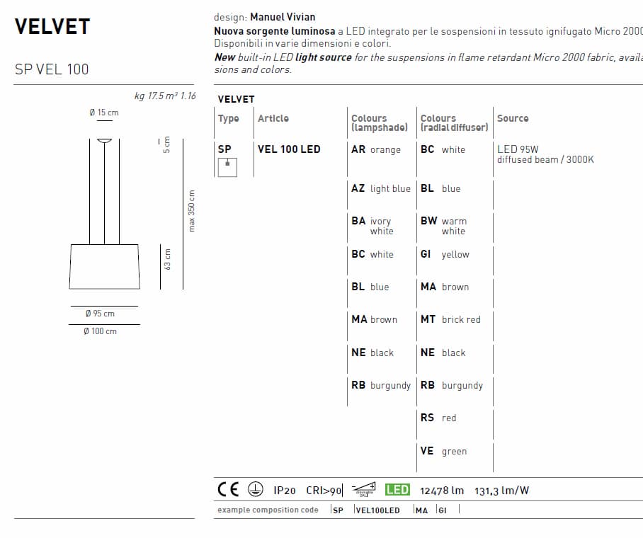 Подвесной светильник Axo Light (Lightecture) Velvet SPVEL100 LED Axo Light (Lightecture)