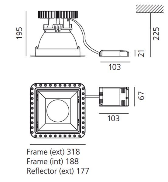 Встраиваемый в потолок светильник Artemide Architectural Luceri Kadro LED trimless Sharp edge trim Artemide Architectural