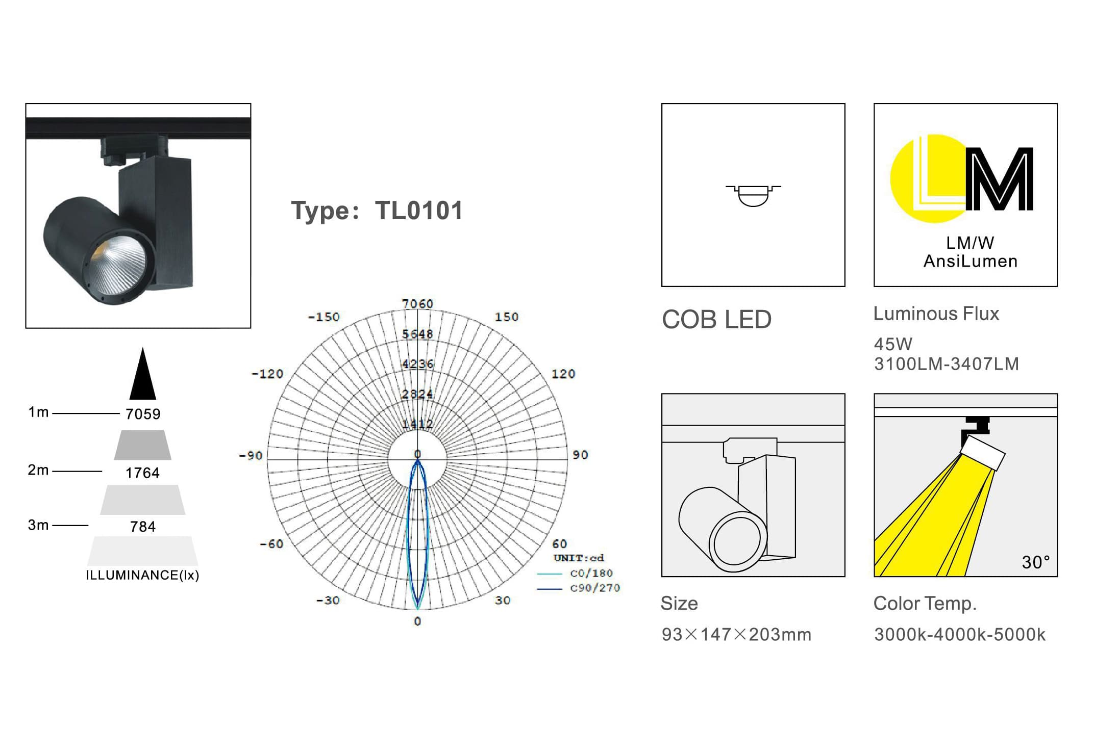 Трековый светодиодный светильник Limex Commeicial Track Light TL0101 Limex