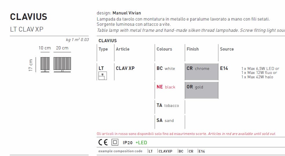 Настольная лампа Axo Light Clavius LTCLAVXP Axo light