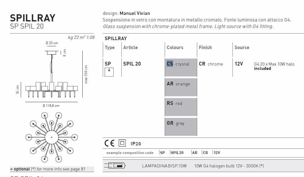 Подвесной светильник Axo Light SPILLRAY SP SPIL 20 Axo light