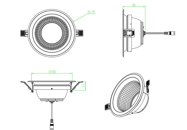 Встраиваемый светильник SUNFLEX IC RATED ETL 21W 6 INCHE MACO DIMMABLE DOWNLIGHTS SUNFLEX