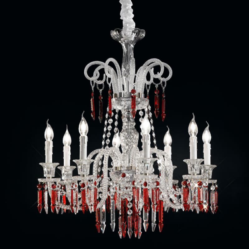 Люстра OR ILLUMINAZIONE 474/8 CR MIX ROSSO OR ILLUMINAZIONE