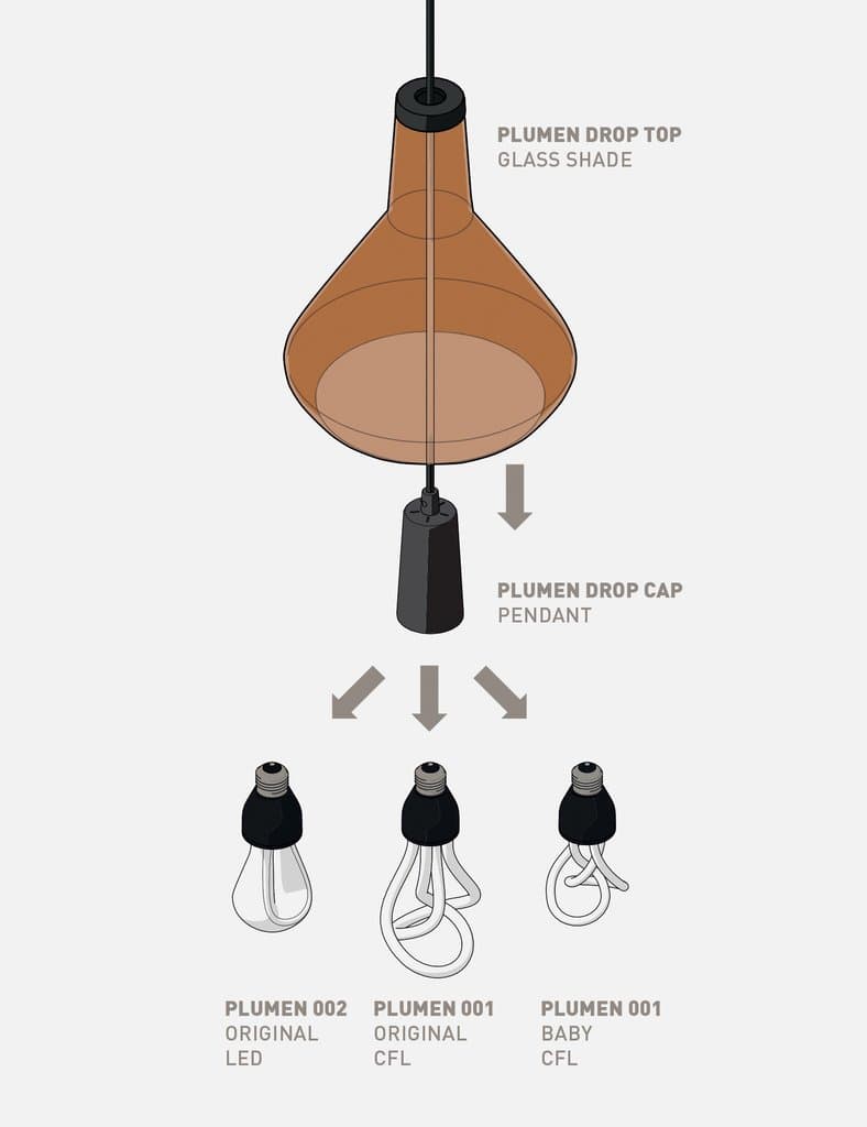 Подвесной светильник Plumen Drop Top Lamp Shade A Set with Plumen 001 Bulb Plumen