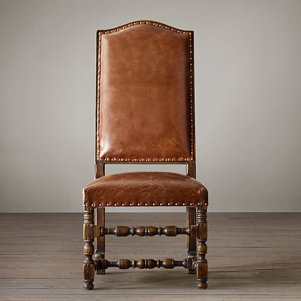 Restoration Hardware 18th C. French Leather Armless Chair