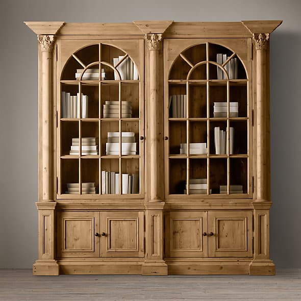 Книжный шкаф Restoration Hardware Palladian Salvaged Pine Double Library Bookcase