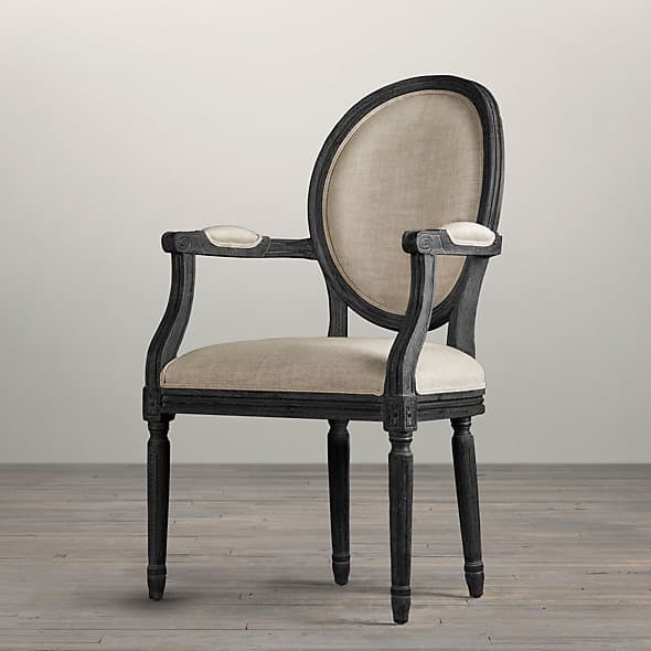 Restoration Hardware Vintage French Round Upholstered Armchair