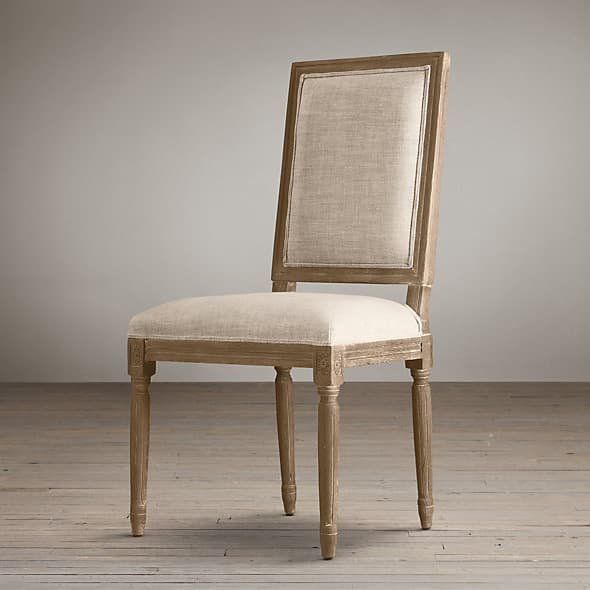 Restoration Hardware Vintage French Square Upholstered Side Chair