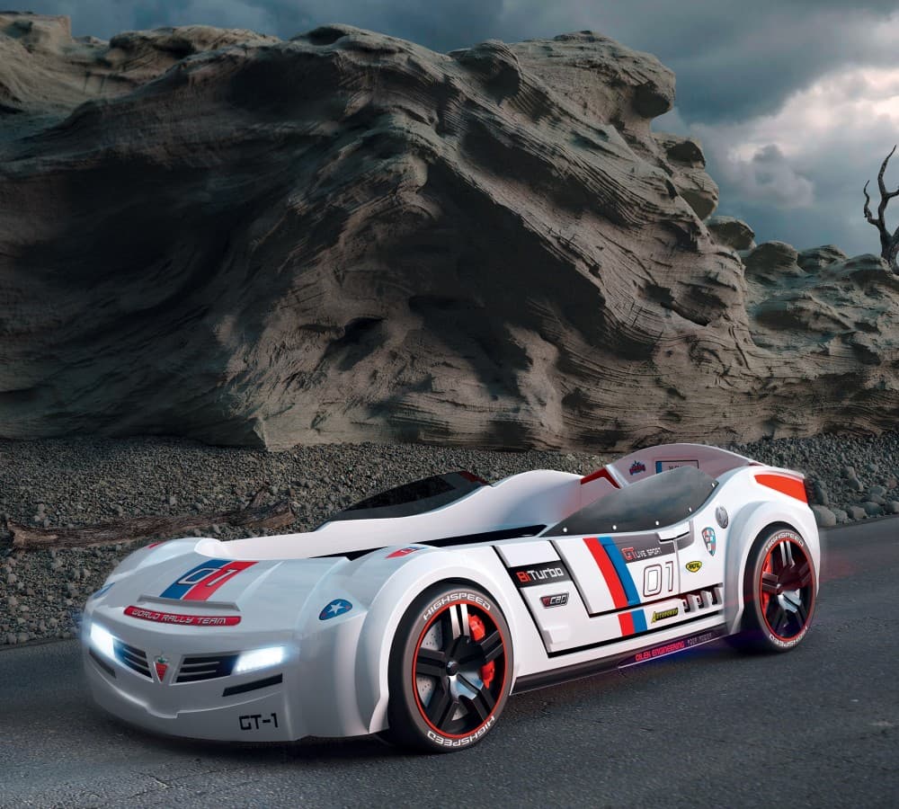 Детская кровать в виде машины CILEK Champion Racer Biturbo Carbed