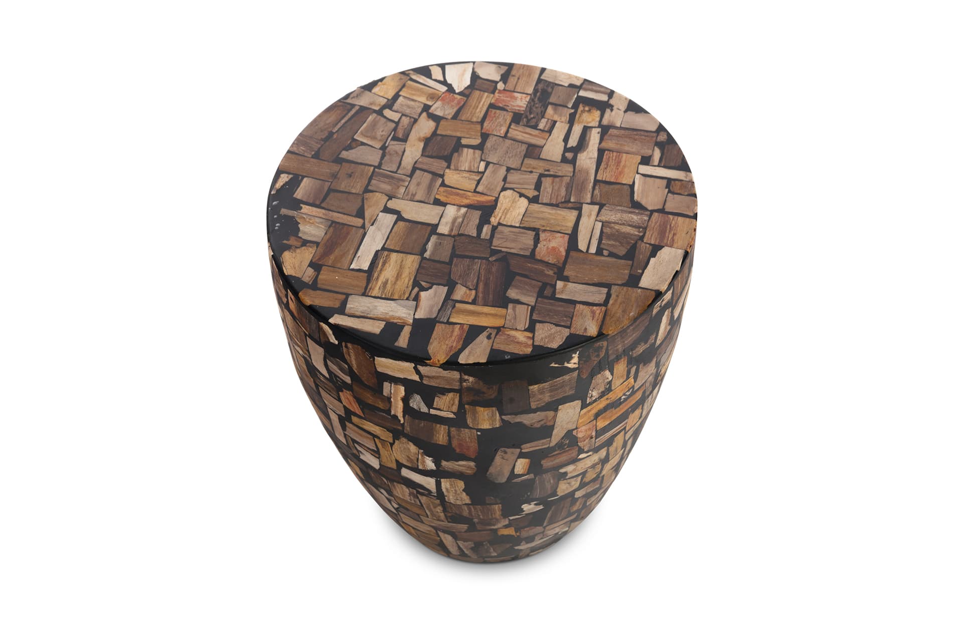Приставной столик Phillips Collection Petrified Wood Mosaic Drum Side Table