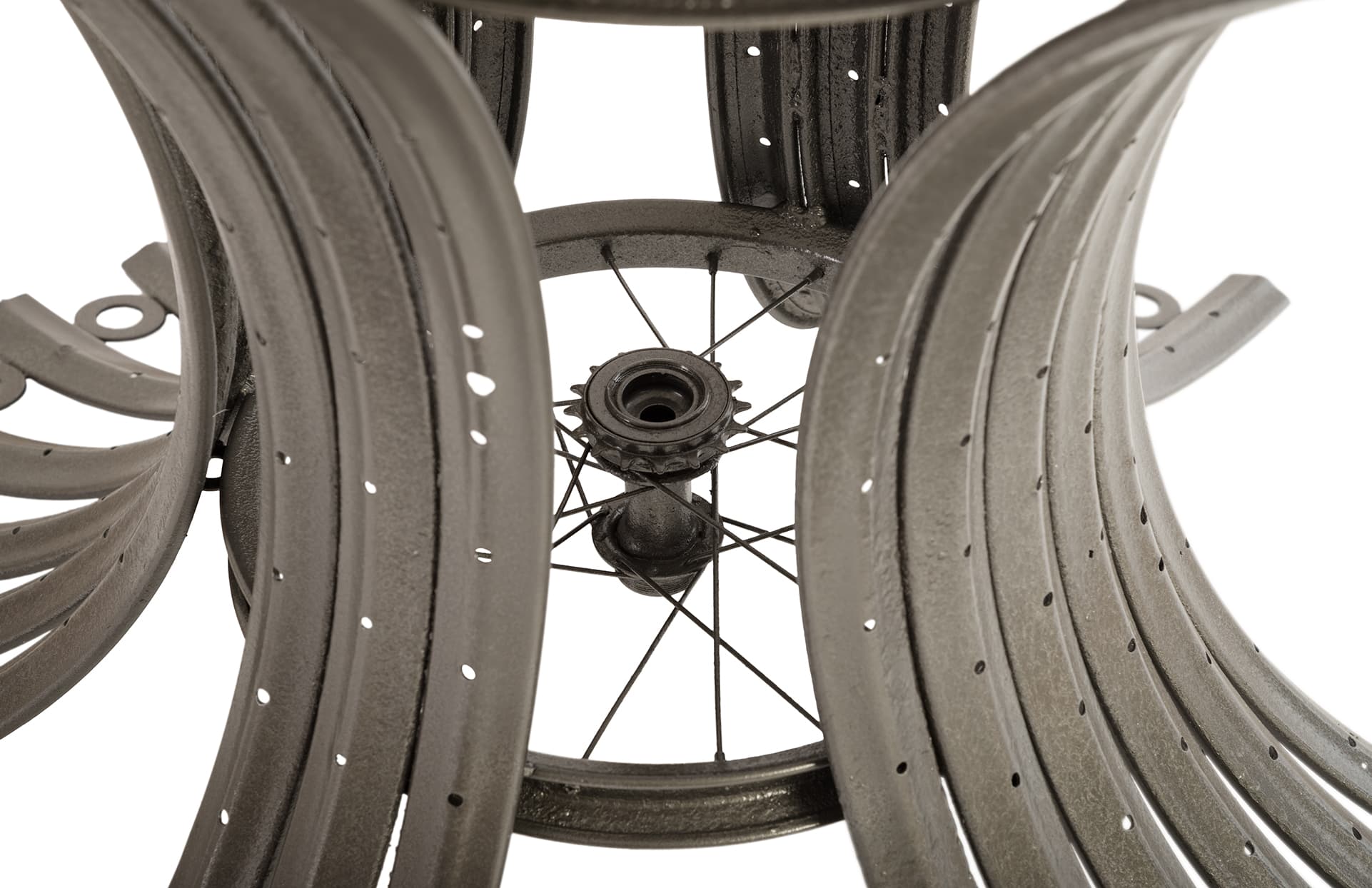 Обеденный стол Phillips Collection Bicycle Rim Dining Table Base, Grey, with Glass