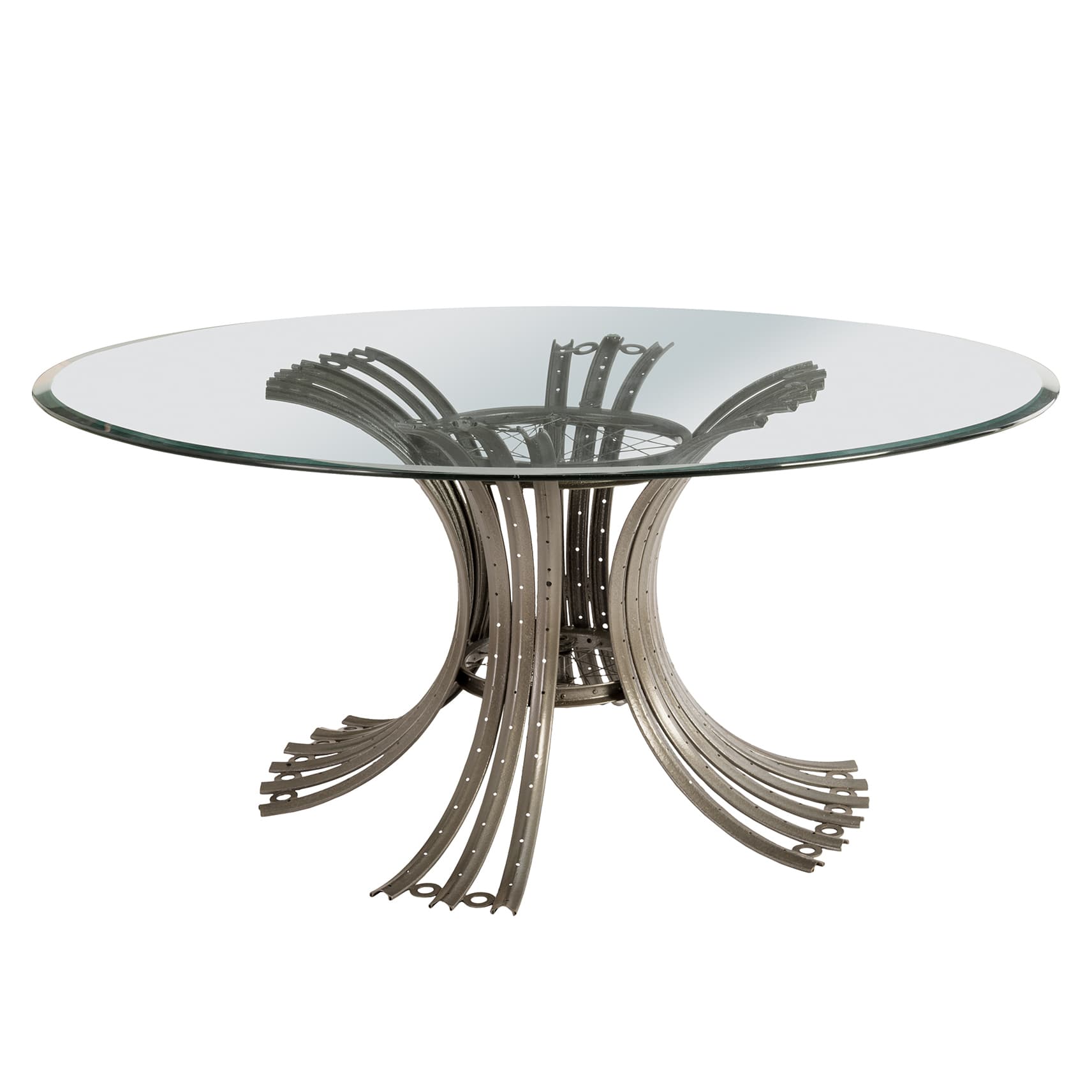 Обеденный стол Phillips Collection Bicycle Rim Dining Table Base, Grey, with Glass