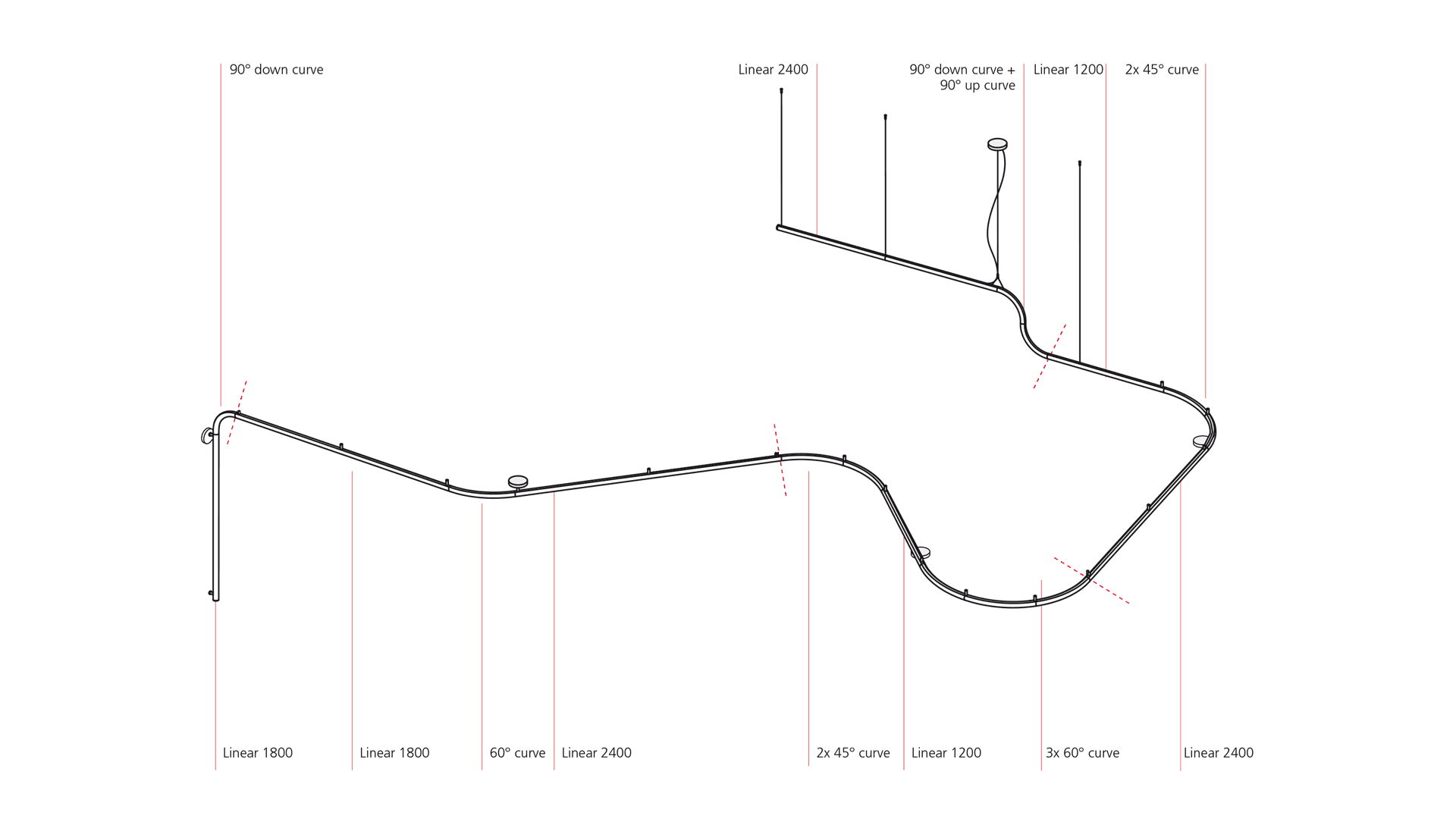 Подвесной светильник Artemide Alphabet of light system - Suspension - Curved - 45° Artemide