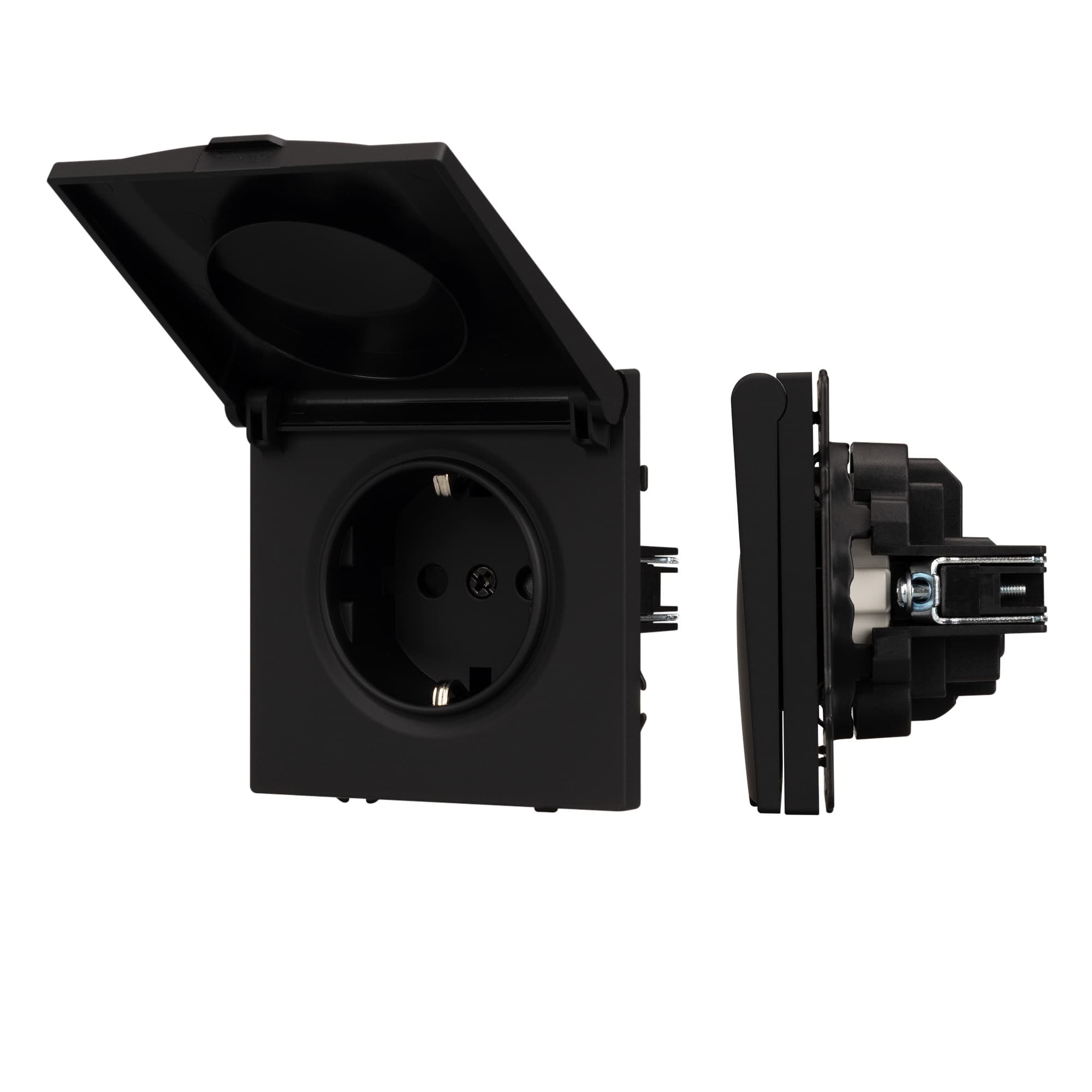 Механизм розетки влагозащищённый SCT-NOBE-MCP-SFPL-BK (230V, 16A) (Arlight, Черный оникс) 054281