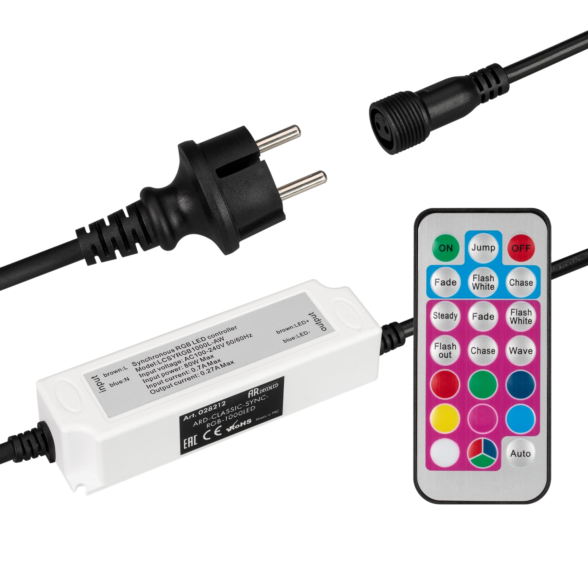 Arlight Контроллер ARD-CLASSIC-SYNC-RGB-1000LED Black (230V, 80W, RF ПДУ) (Ardecoled, Закрытый) 028212