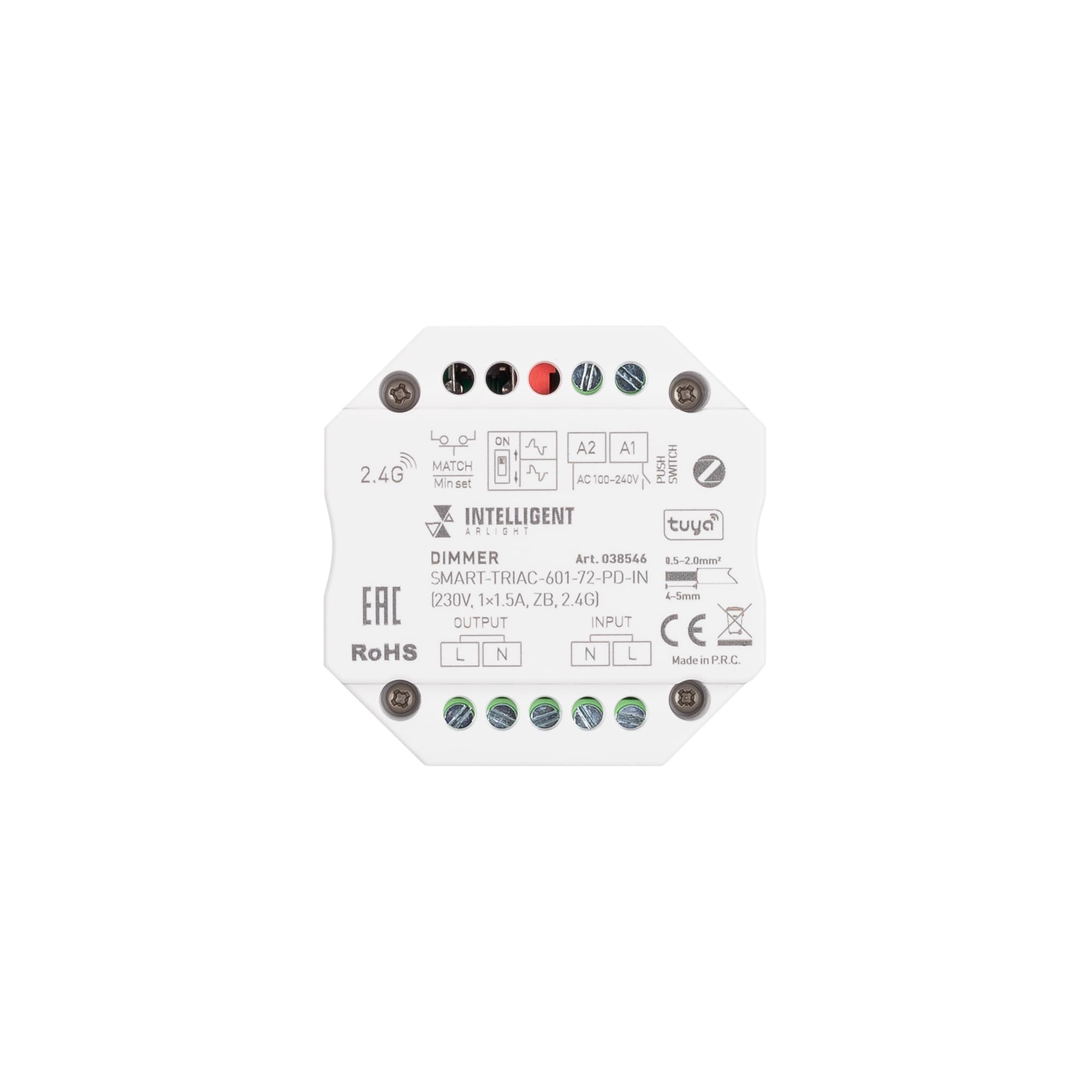 INTELLIGENT ARLIGHT Диммер SMART-TRIAC-601-72-PD-IN (230V, 1x1.5A, ZB, 2.4G) (IARL, IP20 Пластик, 5 лет) 038546 Arlight — фото 2