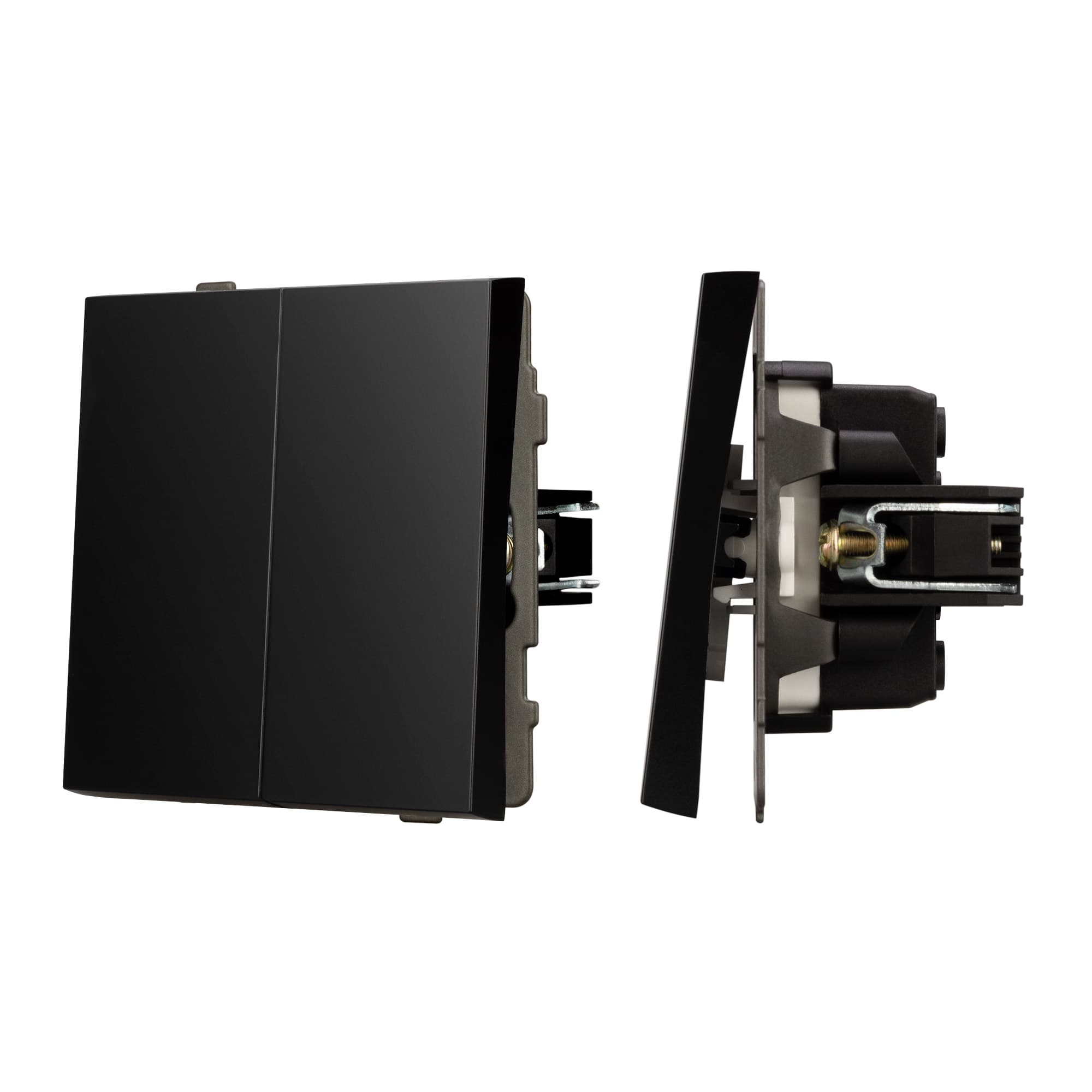 Механизм выключателя двухклавишный проходной SWT-TENDO-MKP2-PL-BK (230V, 10A) (Arlight, Черный) 054067