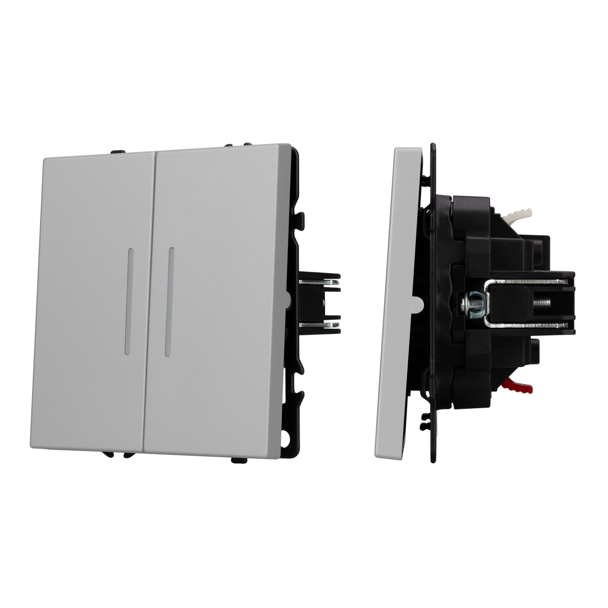 Механизм выключателя двухклавишный непроходной LED SWT-NOBE-MK02-SFPL-L-IS (230V, 10A) (Arlight, Никель) 059418