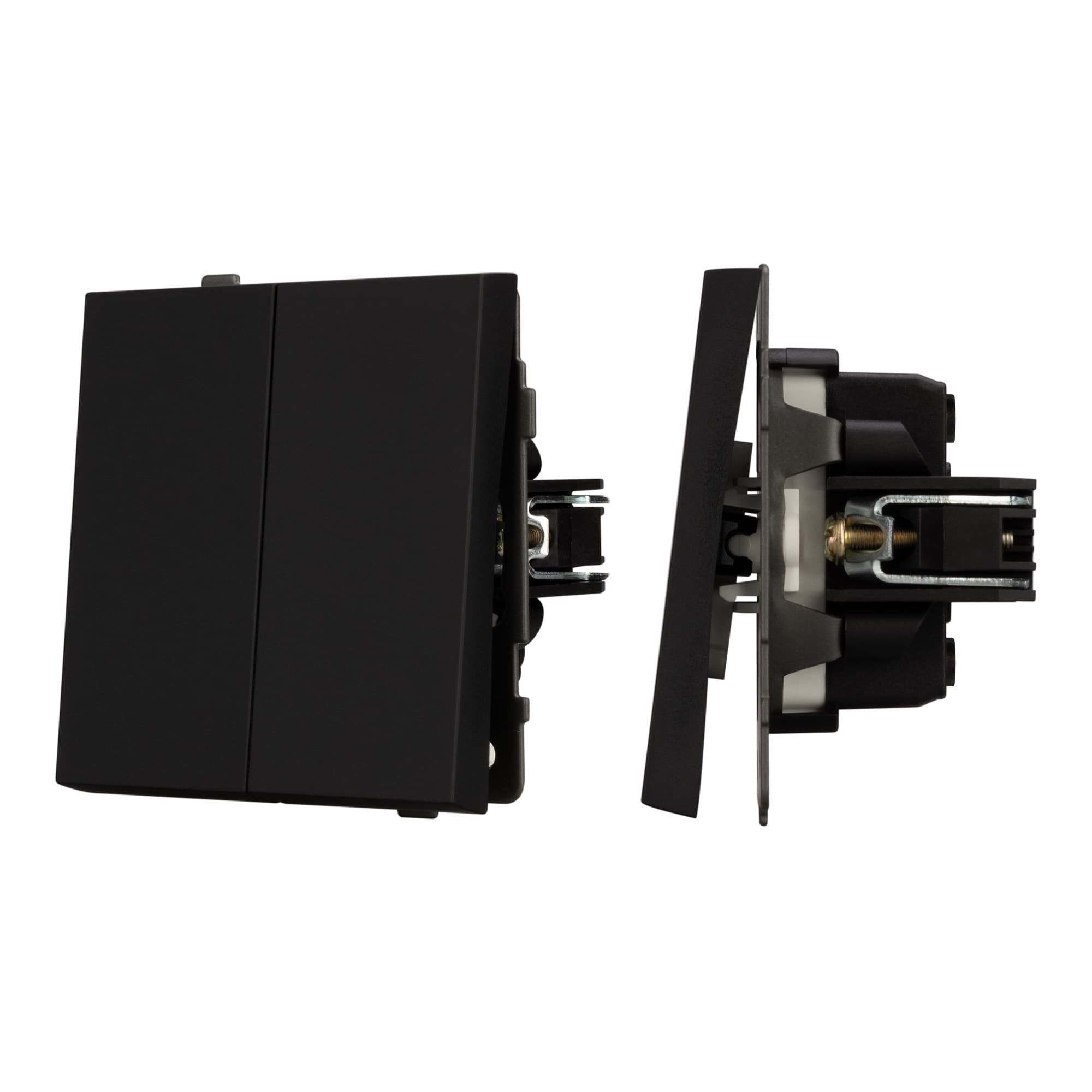 Механизм выключателя двухклавишный проходной SWT-TENDO-MKP2-SFPL-BK (230V, 10A) (Arlight, Матовый черный) 054553