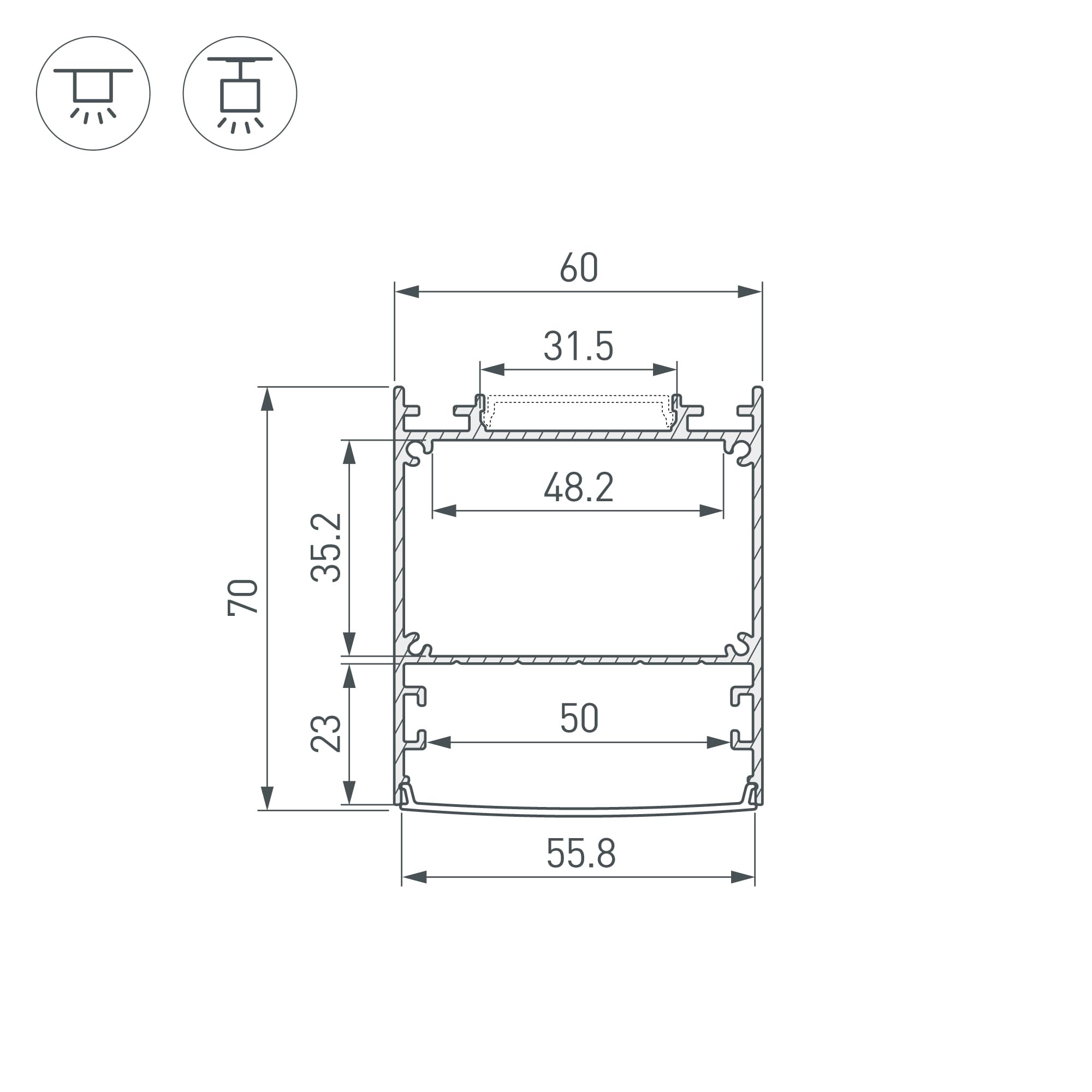 Профиль LINE-6070-2000 ANOD BLACK (Arlight, Алюминий) 046402 Arlight — фото 3