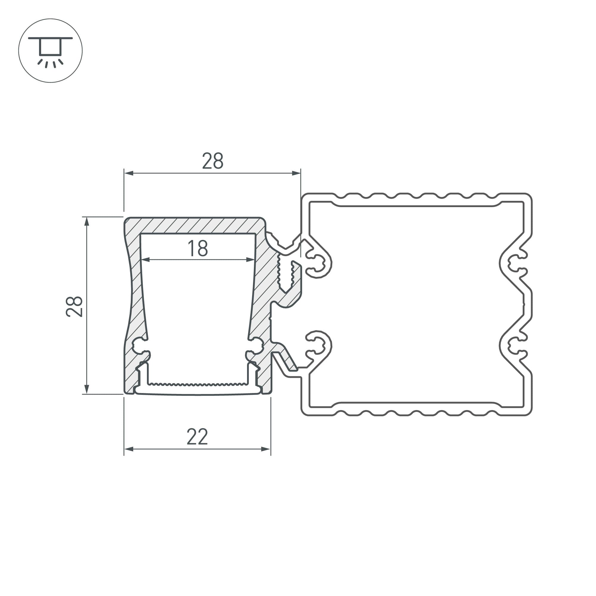 Профиль с экраном ALU-BASE-WH28-2000 ANOD+FROST (Arlight, Металл) 015460 Arlight — фото 4