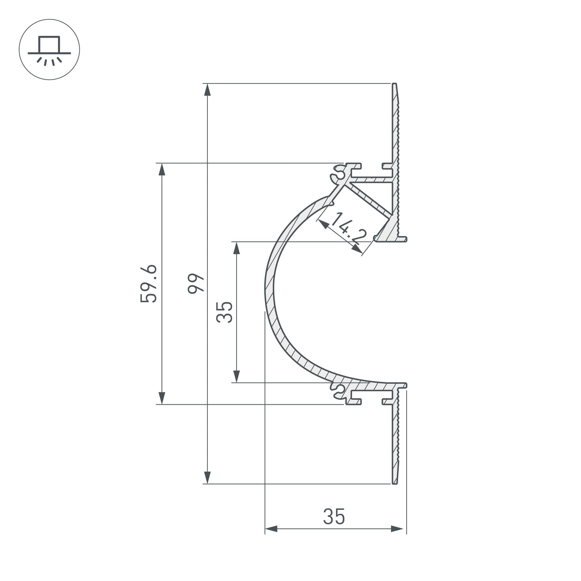 Профиль ARH-CEIL-REFLECT-2000 WHITE (Arlight, Алюминий) 034982 — фото 2