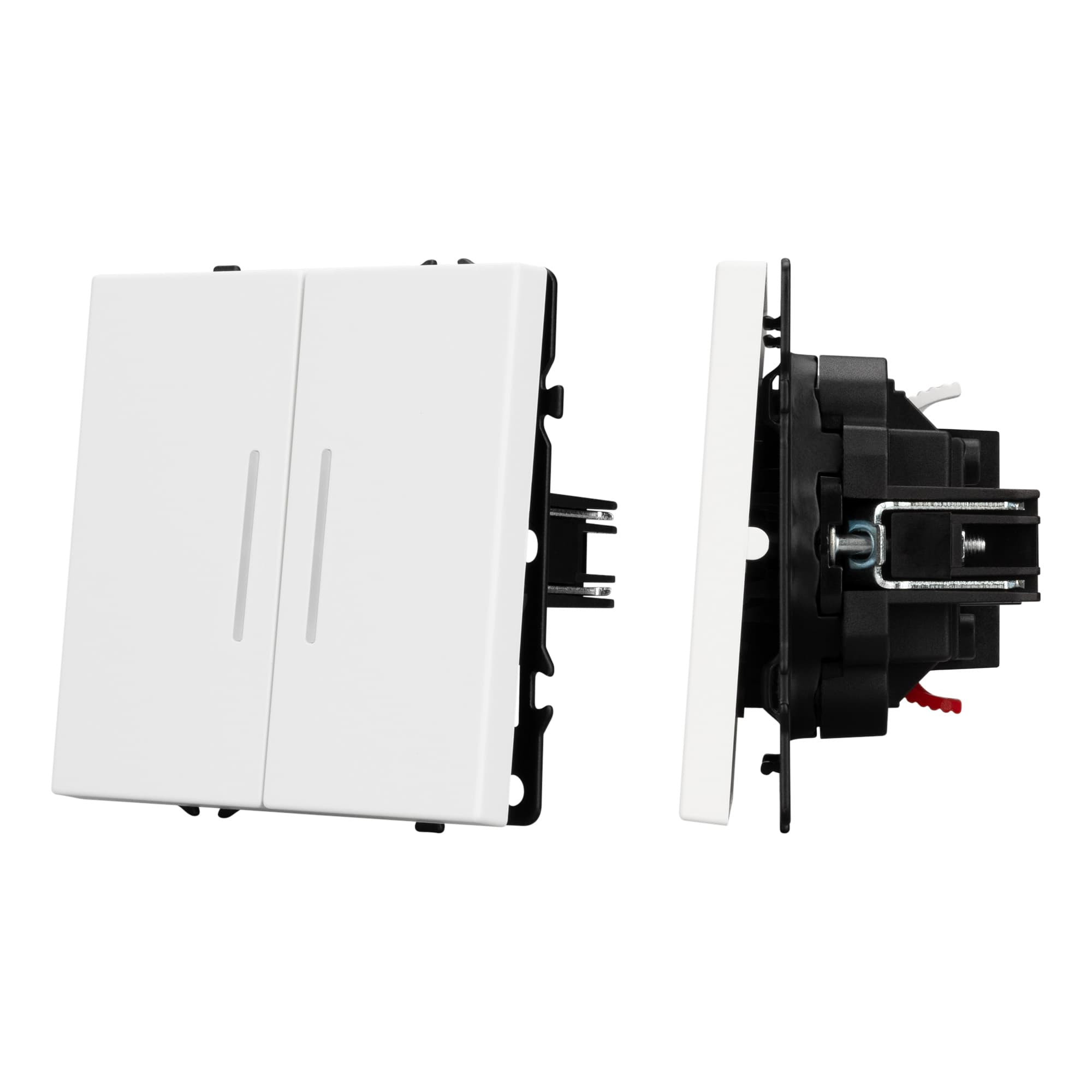 Механизм выключателя двухклавишный проходной LED SWT-NOBE-MKP2-SFPL-L-WH (230V, 10A) (Arlight, Белый кварц) 054240