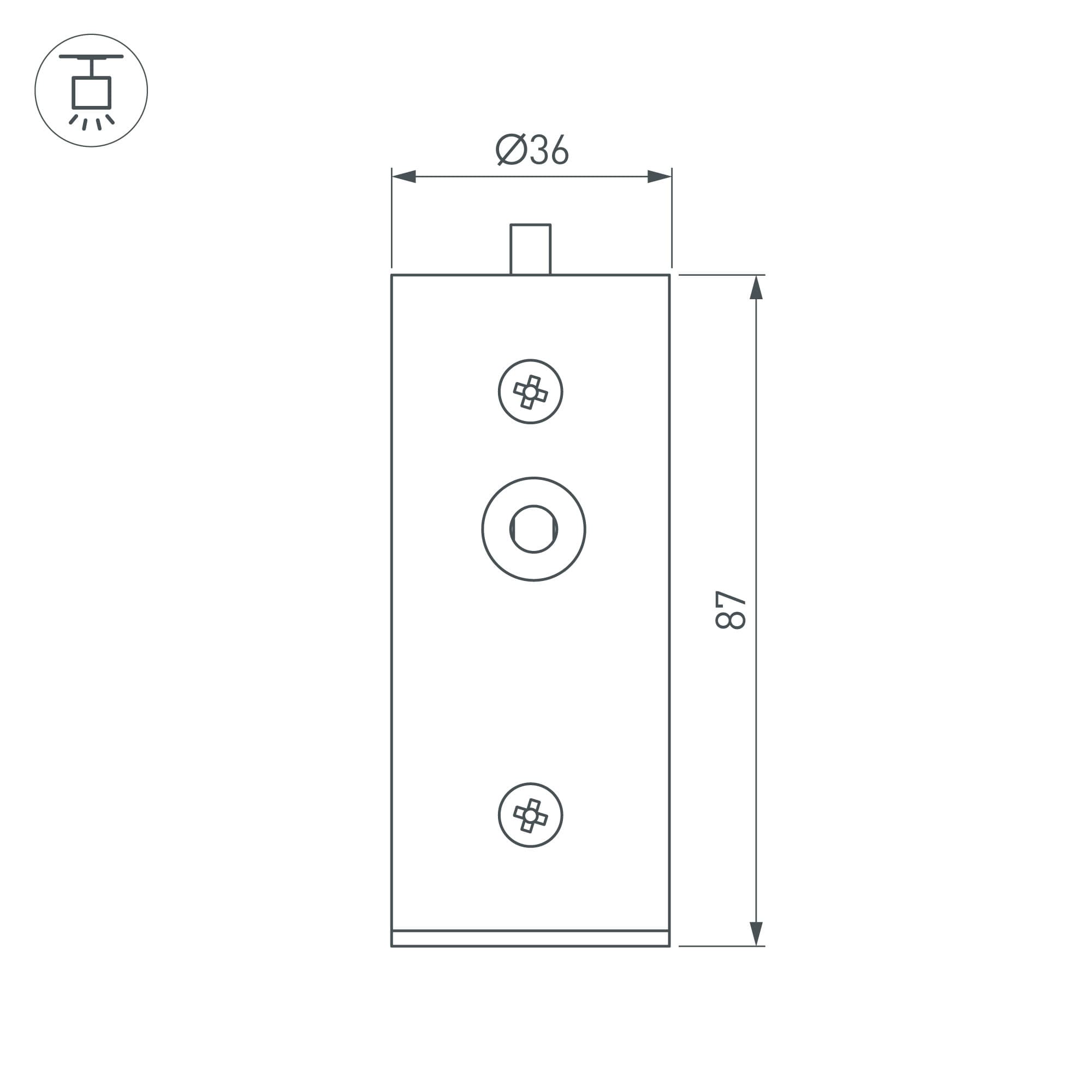 Заглушка ROUND-D36-360 BLACK с отверстием (Arlight, Металл) 050534 — фото 2