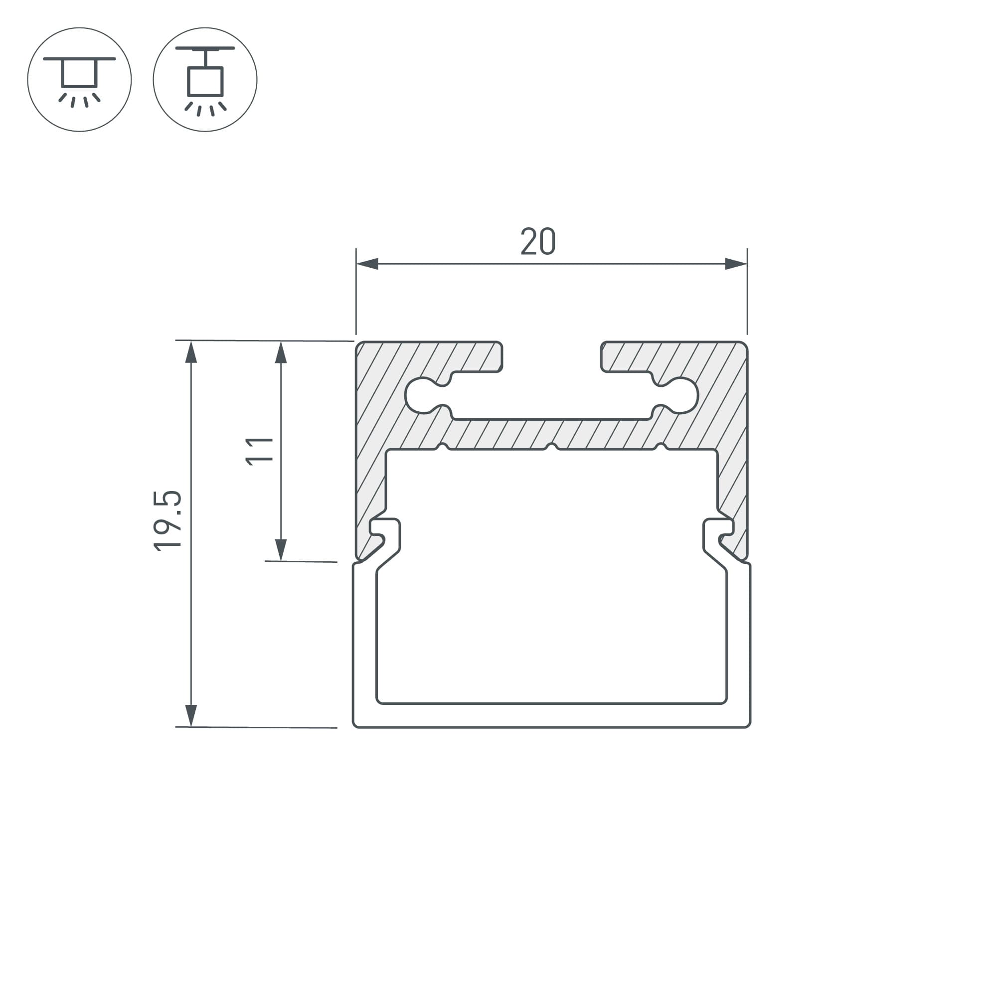 Профиль с экраном SL-LINE-2011M-2500 ANOD+OPAL SQUARE (Arlight, Алюминий) 025870 — фото 3