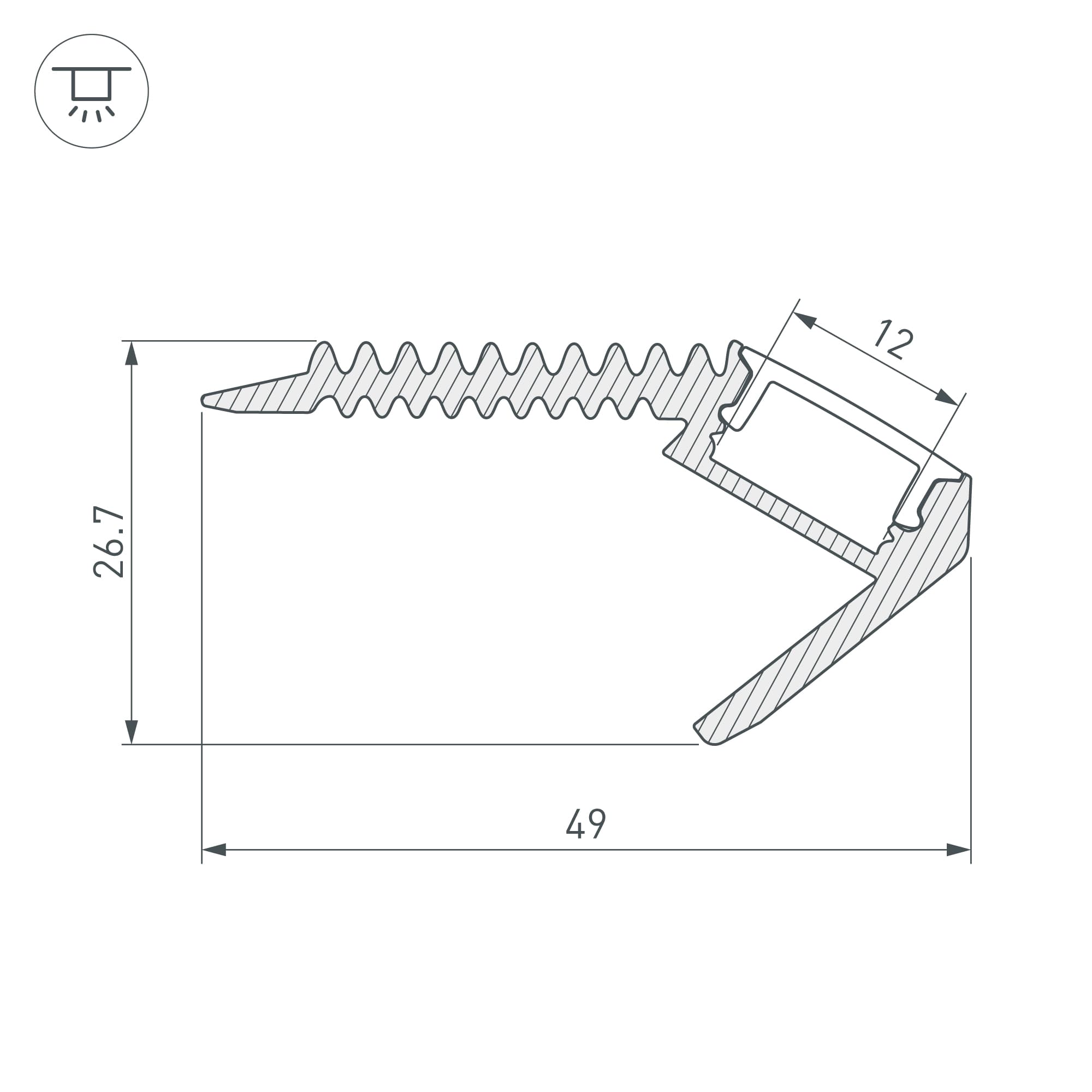 Профиль ARH-STAIR-W47-2000 ANOD (Arlight, Алюминий) 016148 — фото 3