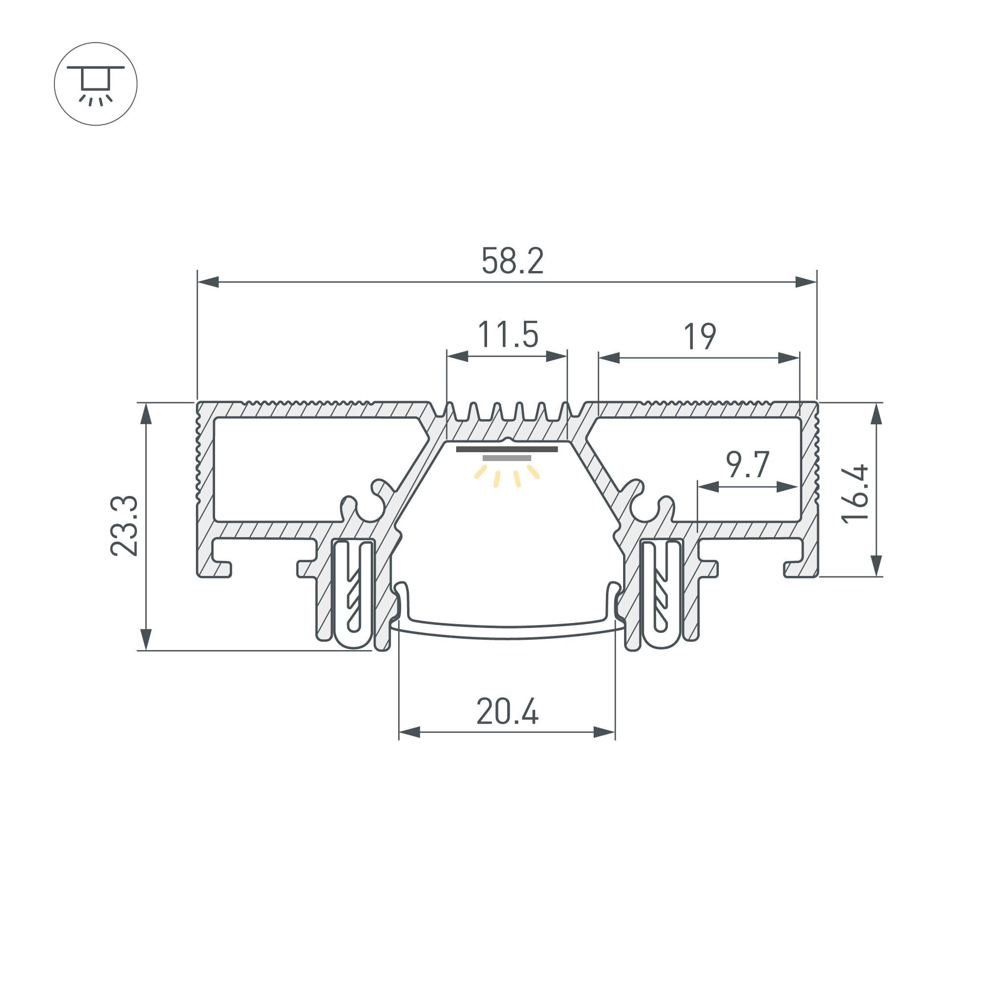 Профиль STRETCH-20-CEIL-D-CENTER-2000 WHITE (Arlight, Алюминий) 042948 Arlight — фото 3